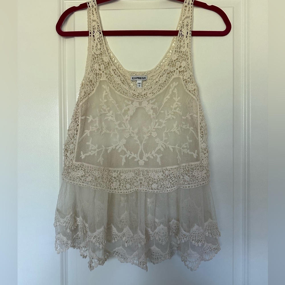 Express Medium Crochet Sheer Top. Size medium.